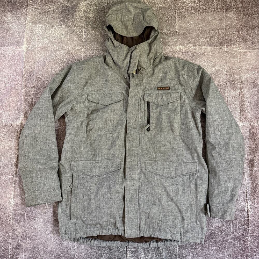 Men's Burton Dryride Heather Gray Covert Hooded Snowboard Winter Jacket Sz 2XL
